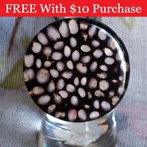 Size 8 Adjustable Brownish Resin Vomit Encased Bits Vintage Ring RED BANNER